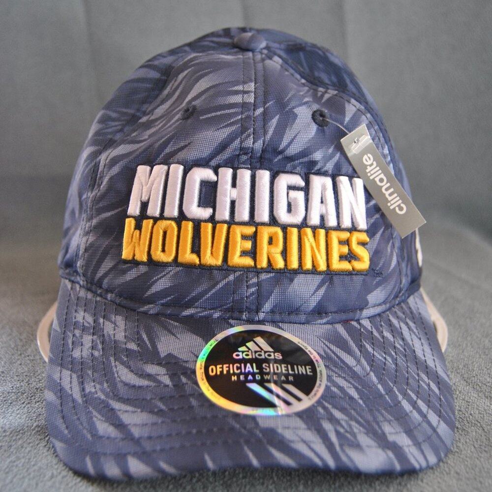 Adidas University of Michigan Blue Pattern Wolverine Snap Back Hat (New)